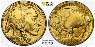 2008 $50 American Buffalo First Strike .9999 Fine Gold MS70