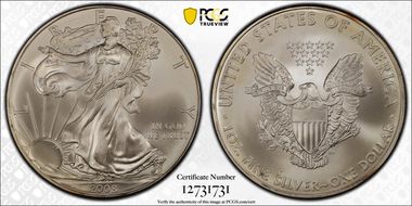 2008 $1 Silver Eagle First Strike MS69