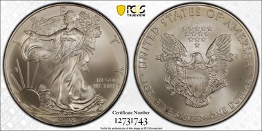 2008 $1 Silver Eagle First Strike MS68