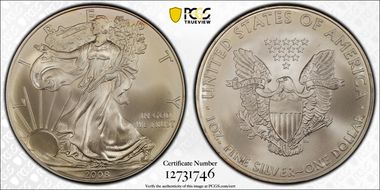 2008 $1 Silver Eagle First Strike MS69