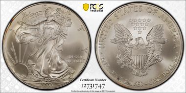2008 $1 Silver Eagle First Strike MS69