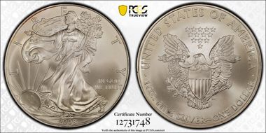 2008 $1 Silver Eagle First Strike MS64
