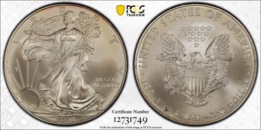 2008 $1 Silver Eagle First Strike MS69