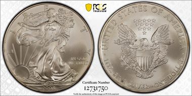 2008 $1 Silver Eagle First Strike MS66