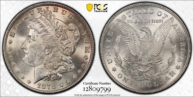 1878 7TF $1 VAM 187, Doubled R MS62