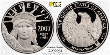 2007-W $100 Statue of Liberty PR70DCAM