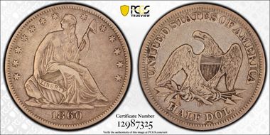 1860-O 50C WB-1 Large O T-1 Rev VF35