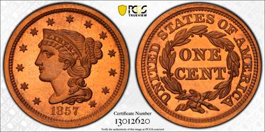 1857 1C Small Date PR66RD