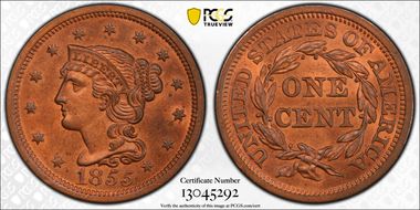 1855 1C N-10 Slanted 55 MS65RB