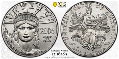 2006-W $100 Burnished St. of Liberty First Strike SP70