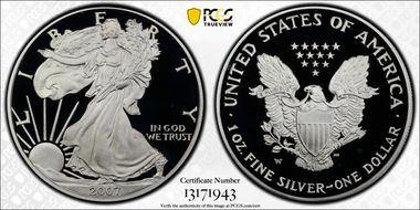 2007-W $1 Silver Eagle  First Strike PR70DCAM