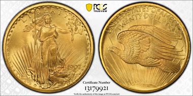 1907 $20 Saint-Gaudens MS67+