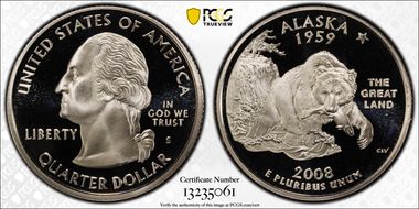 2008-S 25C Alaska PR70DCAM