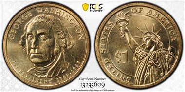 (2007) $1 Missing Edge Lettering George Washington MS67