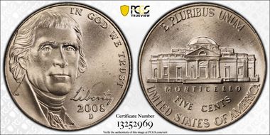 2008-D 5C Satin Finish SP68FS