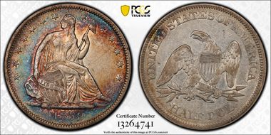 1859 50C WB-3, Type 2 Reverse AU50