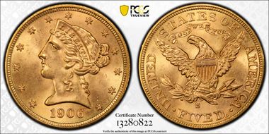 1906-S $5 MS65