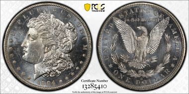 1904-O $1 VAM 4B Fishhook MS63PL