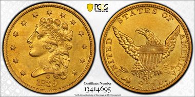 1839-O $2.50 HM-1 AU58