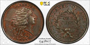 1793 1C Wreath, S-6 MS66RB