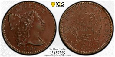 1794 1C S-30, Marred Field MS64BN