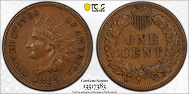 1885 1C AU58+ BN
