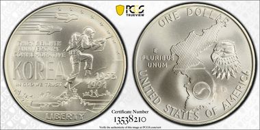 1991-D $1 Korea MS70