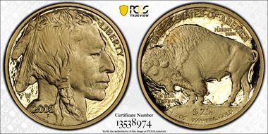 2008-W $25 American Buffalo First Strike .9999 Fine Gold PR70DCAM