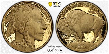 2008-W $50 American Buffalo First Strike .9999 Fine Gold PR70DCAM