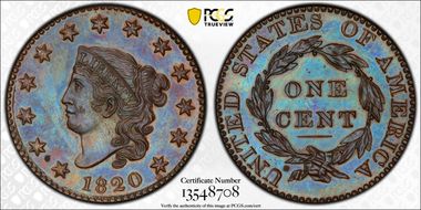 1820 1C Newcomb 6 PR64+ BN