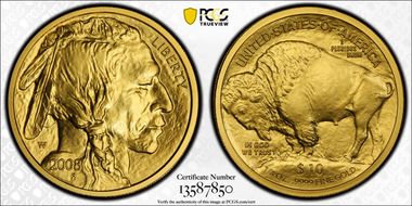 2008-W $10 Burnished Am. Buffalo  First Strike .9999 Fine Gold SP70