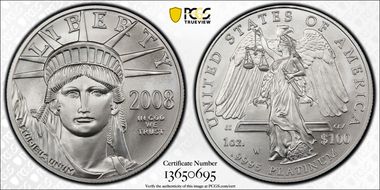 2008-W $100 Burnished St. of Liberty SP70