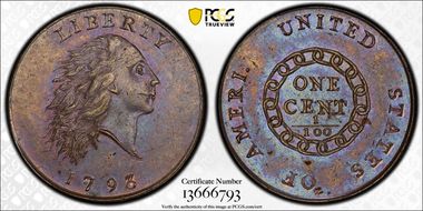 1793 1C Chain, AMERI., S-1 AU58BN