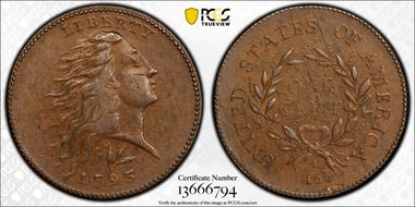 1793 1C Wreath, S-11b AU53BN