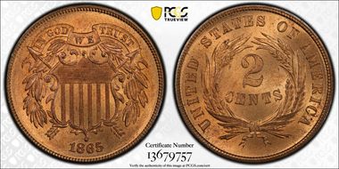 1865 2C Fancy 5 MS66RD