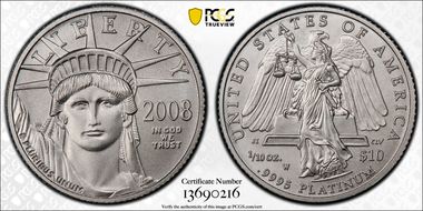 2008-W $10 Burnished St. of Liberty SP70