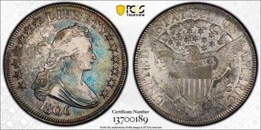 1806 50C Pointed 6, Stem XF45