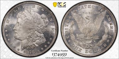 1878 8TF $1 VAM 14 Chip in Ear MS64