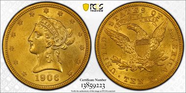1906 $10 AU58