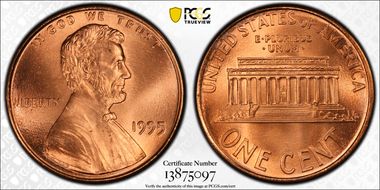 1995 1C Doubled Die Obverse MS69RD