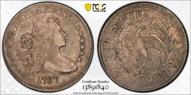 1797 $1 9x7 Stars, Large Letters XF40