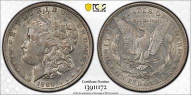 1888-O $1 Doubled Die Obverse AU50