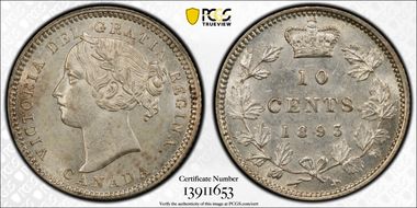 1893 10C Flat Top 3 OT6 MS63