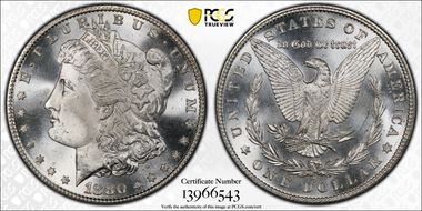 1880-S $1 VAM 10, 8/7 Crossbar MS65