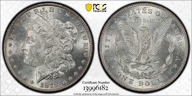 1878 7/8TF $1 VAM 41C, Clashed Obverse Weak 7/4 MS63