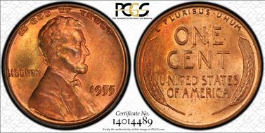 1955 1C Doubled Die Obverse MS64+ RB