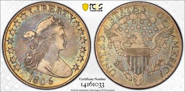 1806 50C Pointed 6, No Stem VF35
