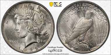 1922 $1 VAM 2C, Extra Hair MS62