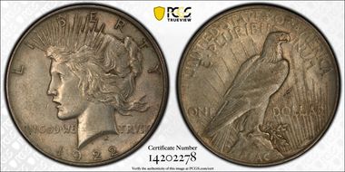 1922 $1 VAM 1F Field Break AU50