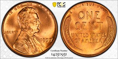 1957 1C MS66RD